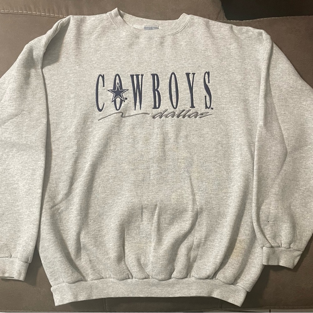 Vintage Dallas Cowboys Sweatshirt Mens XL NFL Crewneck Gray Logo 7 90s
